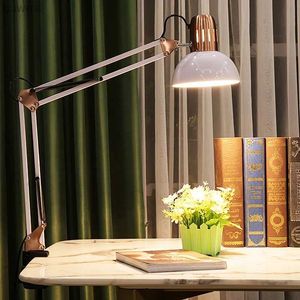 Skrivbordslampor LED Studio Desk Lamp Vintage Portabla lampor med klämbok Läsning Foldning Skrivande Studie Ljus Fixtur för nagelmanikyr Tabell YQ240123