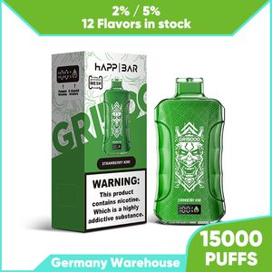 Nenhuma taxa de envio descartável 15000puffs 2% 5% força 15K Smoke Puff Bar recarregado 20ml Vape Jucie 12 sabores Pod Device Vaporizadores