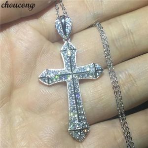 Hängen Choucong Trendy Cross Pendants AAAAA CZ STONE 925 Sterling Silver Party Wedding Pendant med halsband för kvinnliga män smycken