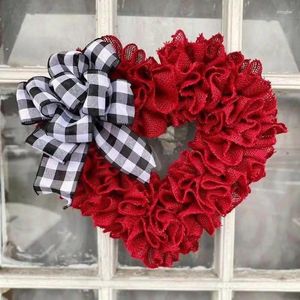 Decorative Flowers Valentine's Day Heart Shape Red Garland Wreath Front Door Valentines Pography Props Wedding Hanging