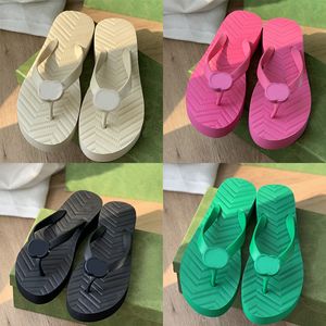 Tasarımcı Teşer Sandal Beyaz Kauçuk Pembe Kırmızı Yeşil Üçlü Siyah Ünlü Lüks Daireler Flip Flop Terlik Kızlar İçin Kadın Bayanlar Slaytlar Sandalet Sliders Boyut 35-41