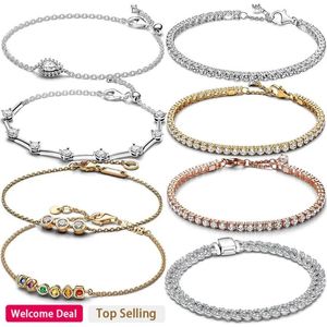 Armband 2024 Hot Selling Women's Classic 925 Sterling Silver Armband Original Charm Ringörhängen Diy Gift Luxury Jeweller Necklace