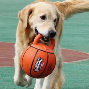 Pet Dog Toy Ball Bite-Resistant Basketball Rubber Handle Indestructible Large Dog Training Interactive Game Ball Toy 20cm