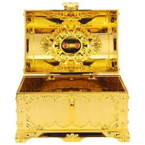 Bottles Pirate Treasure Chest Box Gold Plastic Kids Vintage Jewelry Lock Keepsake Coin Games Birthday Halloween