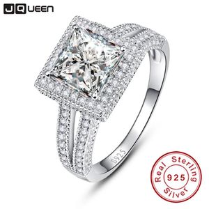 Ringar Nya 925 Sterling Silver Ring 2.25CT Princess Cut Wedding Ring Styles Created Stone Halo Ring Fine Jewelry Anillos With Box