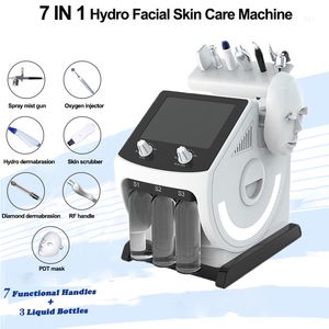 Mikrodermabrasionsmaschine Salon Wasserpeeling Gesichts-Hydro-Tauchspray Hautlift LED-Phototherapie RF-Faltenentfernungs-Dermabrasionsgerät 7 Griff
