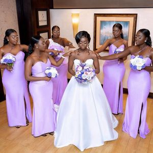 Lanvender Junior Bridesmaid Dresses Mermaid Elastic Satin Sweep Train Maid of Honor Dresses Bride Gowns for Nigeria Black Women Girls Marriage BR121