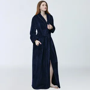 Женская одежда для сна, женская удобная ночная рубашка, осень-зима, теплый коралловый бархат, длинный стильный женский фланелевой халат, утолщенный пух