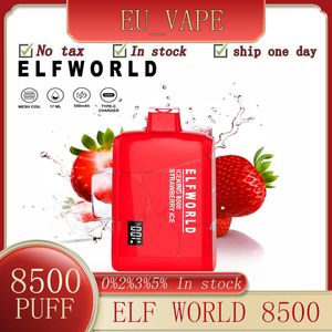Oryginalne Elf World Iceking 8500 Puff 0/2/3/5% jednorazowe ładowanie krystalicznego wyświetlacza E-papierosy Urządzenia Vape Pen with 550 mAh Bateria 17 ml Regulowane przepływ powietrza