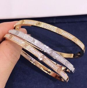 Luxury Top Fine Brand Pure 925 Sterling Silver Jewelry For Women man Screw Driver Bangle Thin Design Rose Gold Diamond Love Bangle Wedding Engagement Screw Bracelet