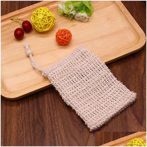 Bath Brushes Sponges Scrubbers Natural Sisal Soap Bag Saver Holder Pouch Toilet Supplies Exfoliating Shower Mesh Soaps Storage Ba Dhy3E