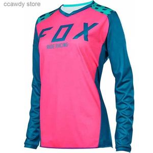 Męskie koszulki Kobiety Motocross Jersey Ride Racing Fa Cycling Bluzka moda Różowa Kobieta Rowerowa T-shirt Długie ubranie Anti-UVH24123