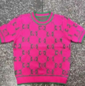 Designer Damenpullover rosa gestrickt T-Shirts G-Buchstabenmuster Lässiger Druck G-T-Shirt Pullover Kurzarm-Sweatshirt