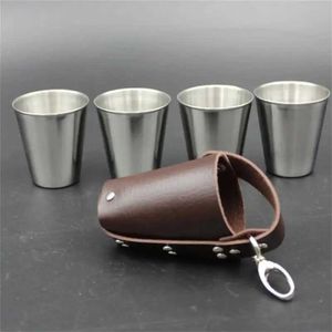 Tumblers 320/180/70/30ml 4/1pcs Stainless Steel Wine Cups Outdoor Camping Mug Beer Drinking Coffee Whiskey Cup For Home Bar