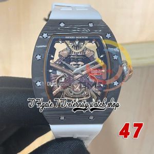 RRF 47 Ultima versione Giappone Miyota NH Orologio automatico da uomo NTPT Cassa in fibra di carbonio Golden Samurai Armor Dial Cinturino in caucciù bianco Versione super