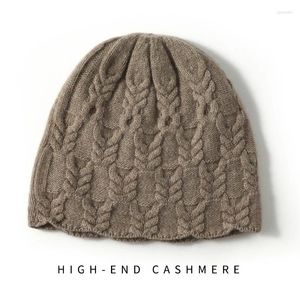 Berets Cashmere Hat Autumn/Winter Women's High-End Solid Color Knitted Outdoor Warm Jacquard Fisherman Casual