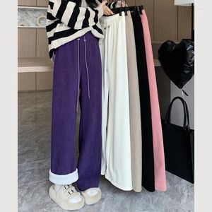 Women's Pants Gidyq Winter Women Corduroy Vintage Korean Loose High Waist Wide Leg Elegant Female Thick Warm Straight