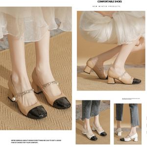 Designer dress shoes High heels Pumps Slingback shoes sandals Medium heels Black leather summer Court Pumps Womens Wedding Sexy quality ankle strap slippers