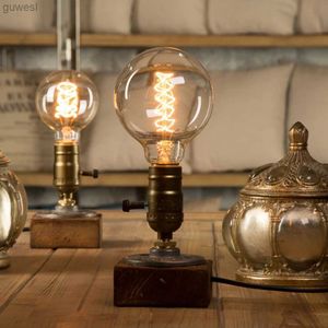 Lâmpadas de mesa Vintage Industrial LED Table Lights com Dimmer Switch Edison Bulb Wood Desk Lamp Retro Home Decor Creative Art Gift Night Light YQ240123