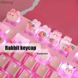 Teclados Long Eared Rabbit Personalizado Keycap Teclado Mecânico Especial Transparente Cute Tab Meninas ESC Suplementar Chapéu Decorativo YQ240123