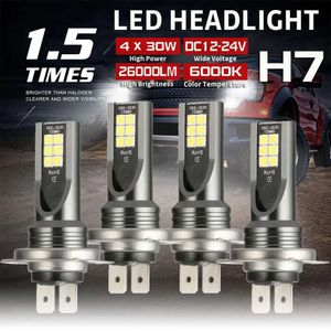 New 4Pcs Mini H7 + H7 Combo LED Headlight Kit Bulbs High Low Beam 120W 26000LM 6000K Kit Waterproof LED Headlight Dropshipping