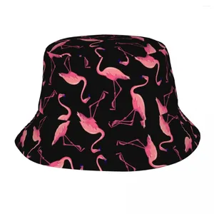 Berets Flamingo Pássaro Animal Balde Chapéu Para Mulheres Praia Rosa Campo Hip Hop Empacotável Ao Ar Livre Esportes Pesca Caps Bob