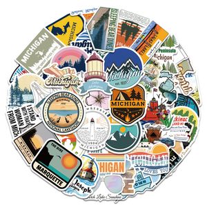 50 datorer Michigan Landmark Graffiti Stickers för skateboard gitarrbil kylhjälm iPad cykeltelefon Motorcykel PS4 Notebook PVC DIY DECALS