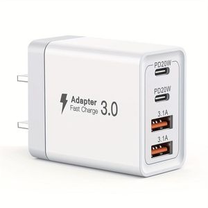 40W USB C充電器キューブ壁プラグ高速充電ブロック4-ポートPD+QCパワーアダプターマルチポートブリックタイプCボックスiPhoneシリアル、タブレット、携帯電話用