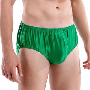 Mutande da uomo biancheria intima di seta sexy vita media bikini lucido pantaloni da notte slip U convesso grande scroto custodia perizoma elastico