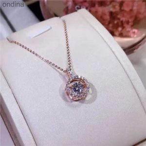 Pendant Necklaces New Arrival Female Chain Jewelry 925 Sterling Plata Round Micro Pave Zircon Pendant Necklace For Women Kolye Collares Bijoux YQ240124