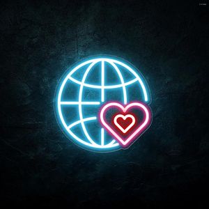 Luci notturne Amore Distanza Insegna al neon Amante personalizzato globale Idea regalo per San Valentino Decor Decorazione per dormitorio appeso a parete