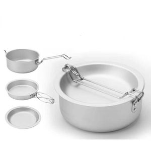 Camp Kitchen 3pcs/Set Portable nieprzywierający czyste aluminiowe kemping naczynia kuchenne na świeżym powietrzu Teapot Picnic zastawa stołowa Kettle garnki PAN