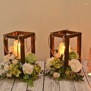 Świecane posiadacze świece posiadacza zabytkowe drewniane stół świece wiszący Lantern Lawn ogród ogródek na podwórku Courtyard Wedding Centerpiece Home