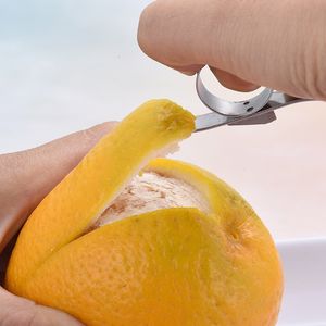 Peeler Lemon Citrus Finger Type Open Peelers enhet Rostfritt stål Orange Stripper Skalning Kök Fruktskalverktyg Pelador de Citricos Y Limon S S S S