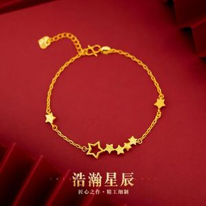 Bangles Imitation Real 18K Gold Stamps 999 Plating Twisted Chain Bracelet Pure Adjustable Star Chain for Women Wedding Fine Jewelry Gift