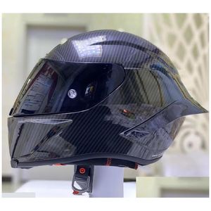 Motorcycle Helmets Fl Face Helmet Bright Black Fiber Glass Racing With Big Tail Spoiler Drop Delivery Automobiles Motorcycles Accessor Dh3Bm