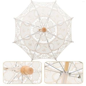 Ombrellas giocattolo di cotone ombrello decorazioni da damigella d'onore scintillano di ricamo in legno in legno