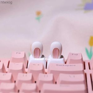 Tangentbordsrosa DIY KAWAII KEYCAP för Cherry MX Switches Gaming Keyboard Key Cap Personlig Cartoon Bunny Ears KeyCaps YQ240123