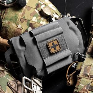 Väskor Taktisk med första hjälpen påse IFAK Pack Two Piece System Molle Clip Roll Hypalon Handtag Utomhus Sport Vandring Hunting Bag