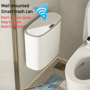 Wandmontierter intelligenter Mülleimer für Badezimmer, Toilette, wasserdichter Mülleimer, automatischer Sensor-Mülleimer, Küchenzubehör, Papierkorb 240119