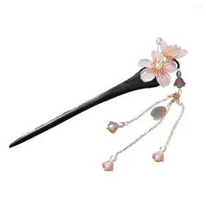 Grampos de cabelo vintage chinês hairpin com hipoalergênico simulado madeira ebonizada borla pauzinhos para dama de honra casamento namoro