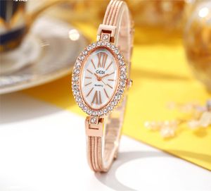 Women's simple full diamond personality Oval small plate Women's Light luxury Fashion bracelet waterproof quartz watch