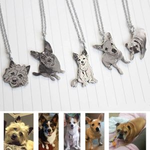 Necklaces Personalized Pet Dog Memorial Pendant Custom Portrait Photo Necklace Keychain for Girl Handmade Engrave Pet Dog Pendant Keychain