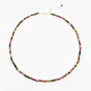 Necklaces Faceted Tourmaline Necklace Rainbow Multicolor Gemstones Natural Stones Beaded 14k Gold Filled Collier Femme Women Boho Necklace