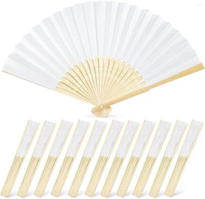 Decorative Figurines 1pc 8.3inch White Shape Folding Fan Blank Paper Hand Fans With Bamboo Handles DIY Painting Birthday Wedding Party Decor