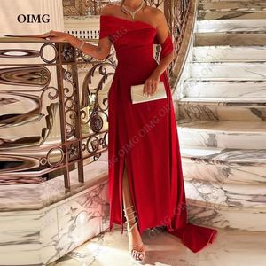 Party Dresses OIMG Red One Shoulder Beach Prom Side Slit Split Arabic Women Dress Custom Formal Occasion Evening Gowns