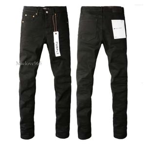 Herr jeans 2023 lila märke solid streetwear mode svart denim smal sträcka
