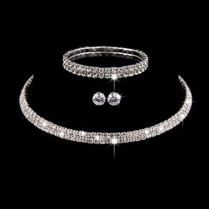 Schmuck Luxus dreiteilige Sets Brautschmuck Halsband Halskette Ohrringe Armband Hochzeit Accessoires Mode Stil Verlobung Part238Z Dhukd