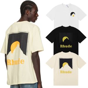 Rhude Designer Camiseta Manga Curta Tees Camiseta High Street Fashion Tee Homens Mulheres Estilo Verão Ligeiramente Oversize Tops