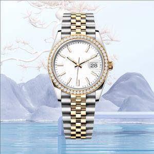 Klassisk elegant designer Watch Mens Automatic Fashion Diamond President Watches 41mm 36 Full Rostless Steels Women Gold Silver Mechanical Movement Wristwatches